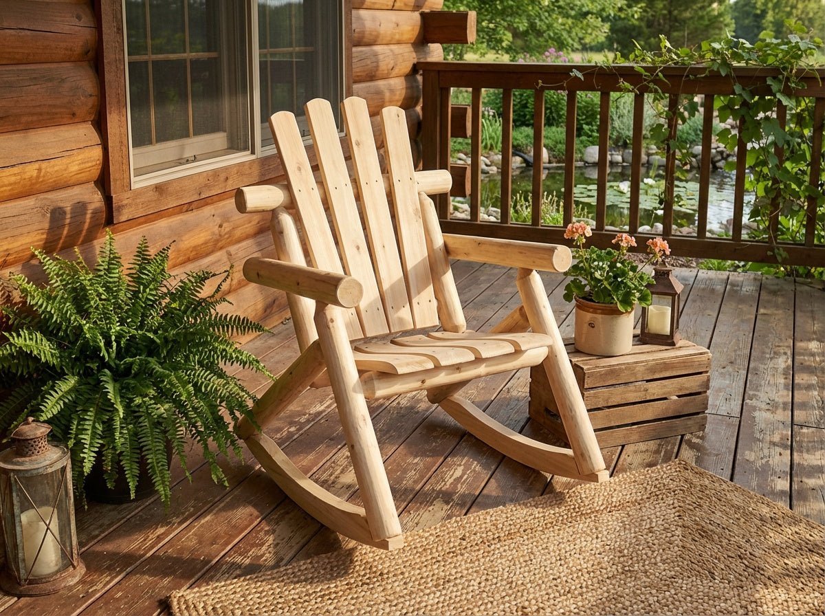 Rustic Outdoor Log Rocking Chair - HearthHub