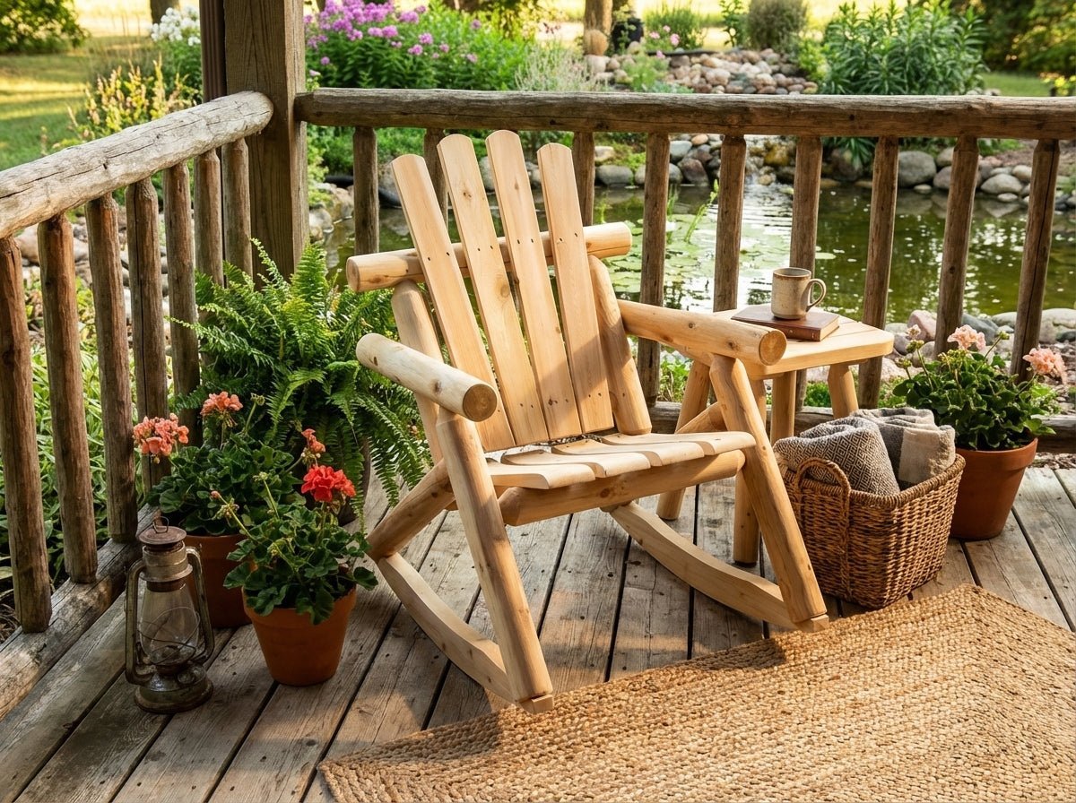 Rustic Outdoor Log Rocking Chair - HearthHub