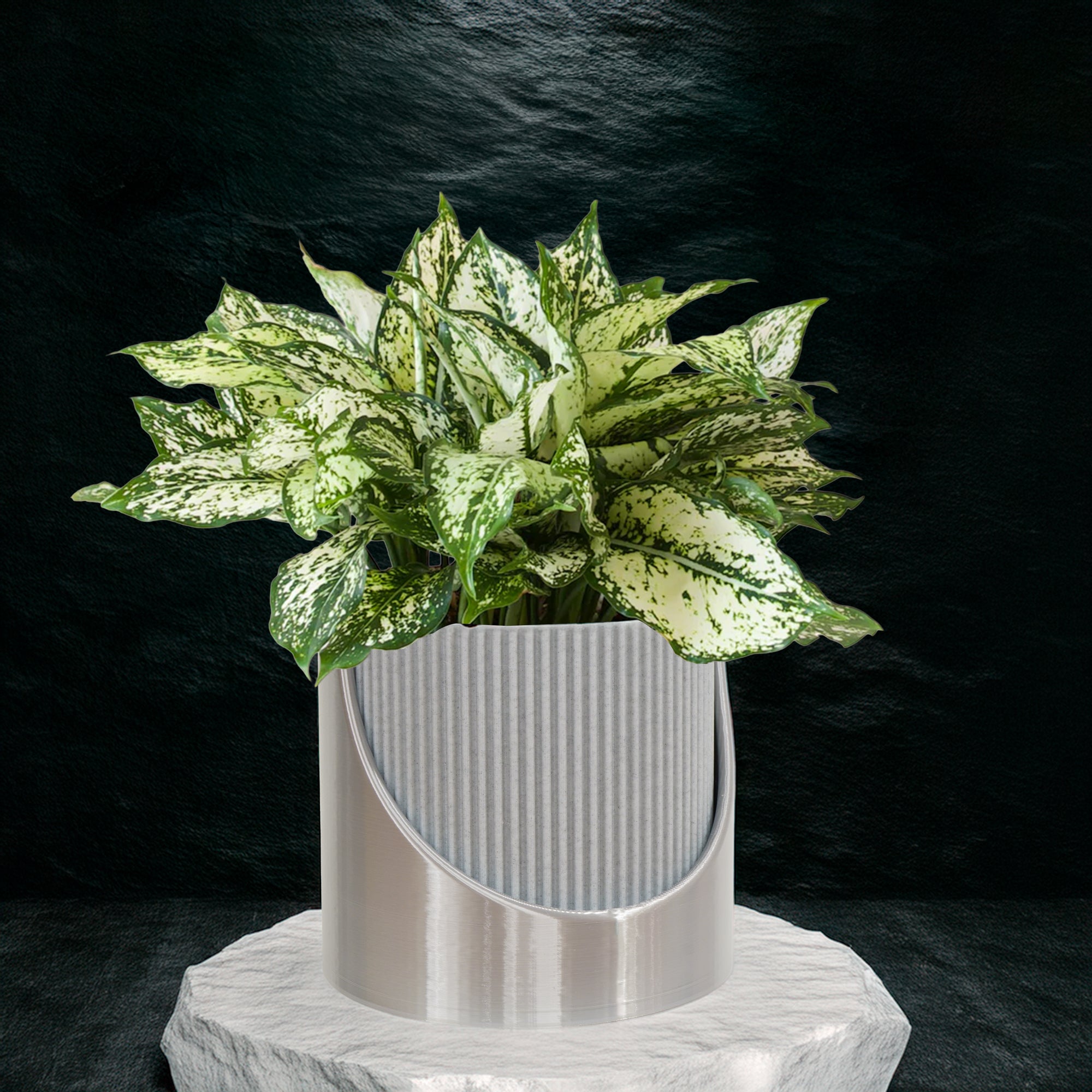 4 Inch Self Watering Planter, Large Indoor Outdoor Plant Pot with Drainage, Terracotta, Green, Beige, Modern Ribbed Design - HearthHub